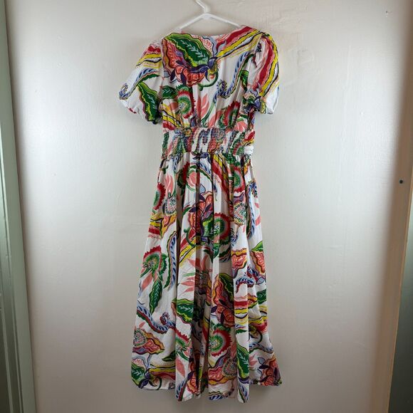 Anthropologie Katerina Button Front Dress Floral Puff Cream Motif Size S Floral - Picture 9 of 16